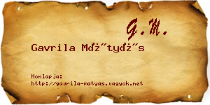 Gavrila Mátyás névjegykártya
